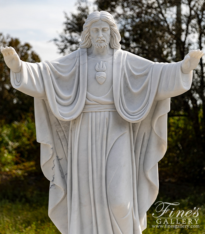 Marble Statues  - Sacred Heart Of Jesus Christ Marble Statue - MS-1206